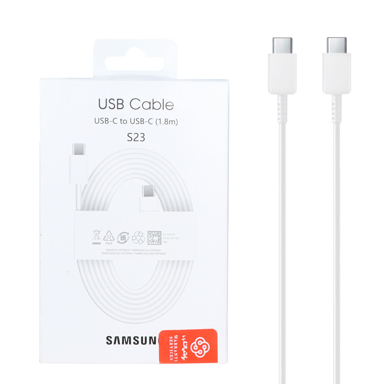 کابل شارژ 1.8 متری فست و Samsung Type-C to Type PD مدل EP-DW767 - سفید - (گارانتی پارتیان پایا)